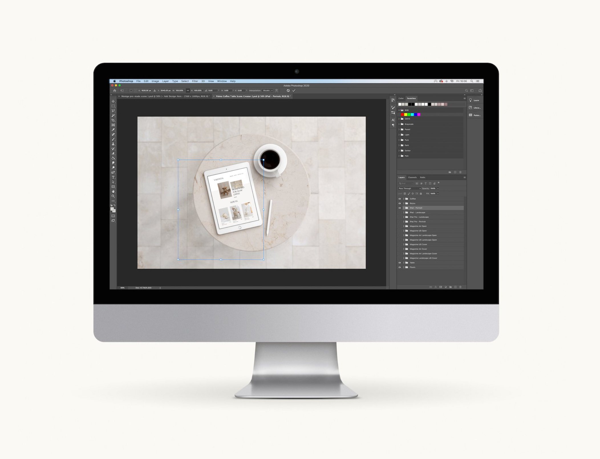Diseño de una web en la pantalla del estudio